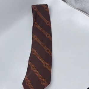 Vintage Gucci Brown Patterned Men's Tie - Classic Chain Stripe